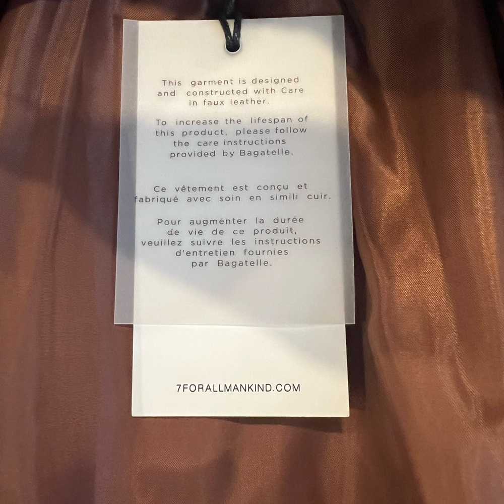 7 For All Mankind Brown Pleated Faux-Leather Mini Skirt - Picture 5 of 7